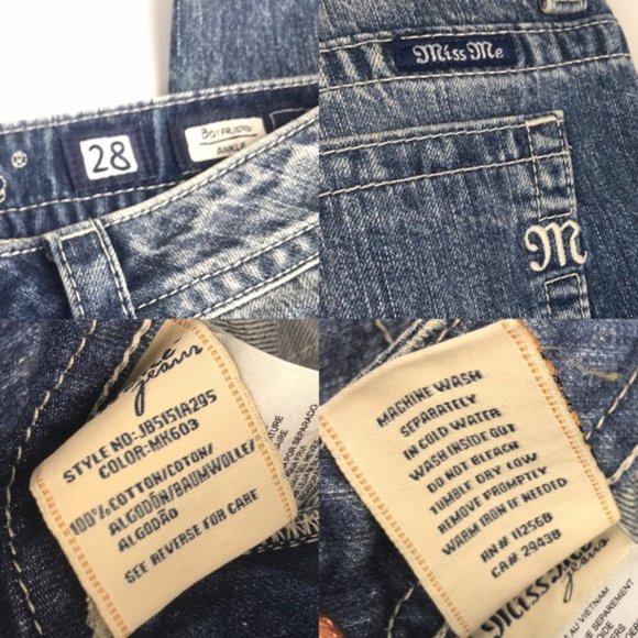 Miss Me Torn Plaid Patch Boyfriend Ankle Jeans 28 - Picture 8 of 8